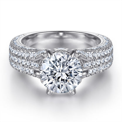S925 Sterling Silver 2ct Solitaire Ring - Six-Prong Micro-Pavé Zirconia Statement Jewelry