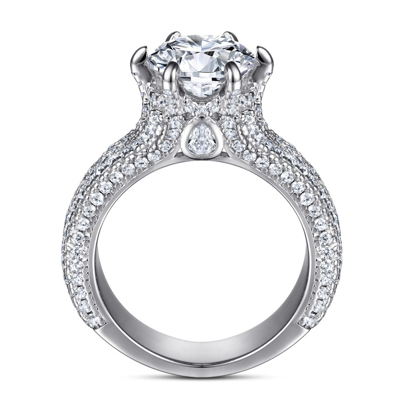 S925 Sterling Silver 2ct Solitaire Ring - Six-Prong Micro-Pavé Zirconia Statement Jewelry