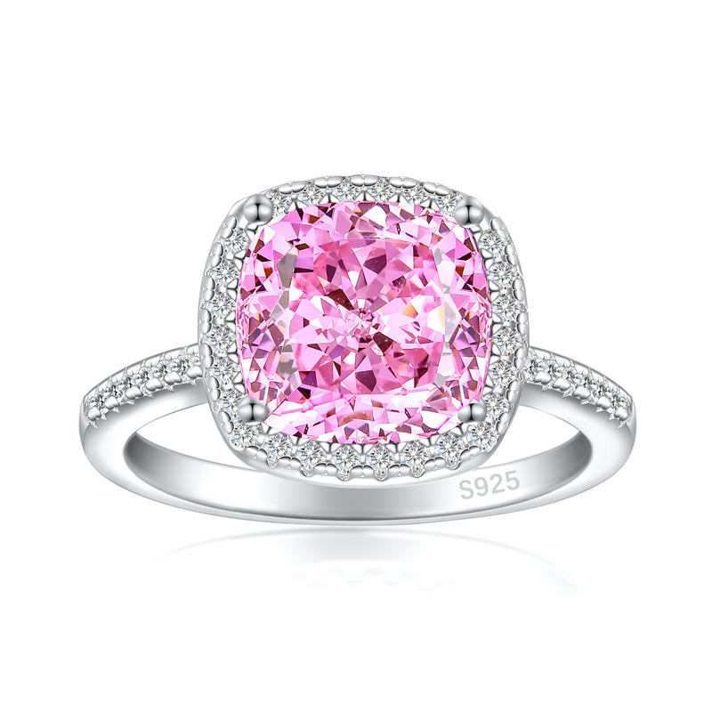 S925 Sterling Silver 3.5ct Colored Gemstone Ring - Luxury Princess Cut Flame Jewelry