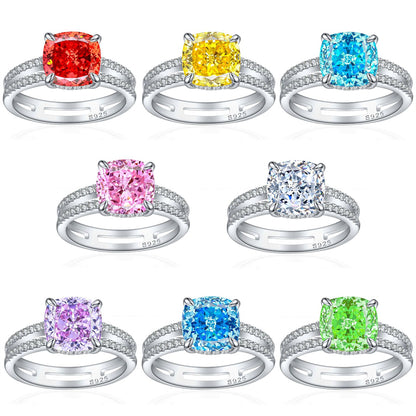 S925 Sterling Silver 3.5ct Double Halo Square Ring - Bold Princess Cut 9×9mm Zirconia Statement Piece