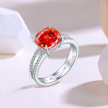 S925 Sterling Silver 3.5ct Double Halo Square Ring - Bold Princess Cut 9×9mm Zirconia Statement Piece