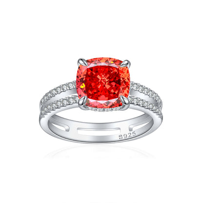 S925 Sterling Silver 3.5ct Double Halo Square Ring - Bold Princess Cut 9×9mm Zirconia Statement Piece