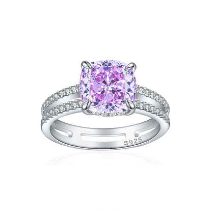 S925 Sterling Silver 3.5ct Double Halo Square Ring - Bold Princess Cut 9×9mm Zirconia Statement Piece