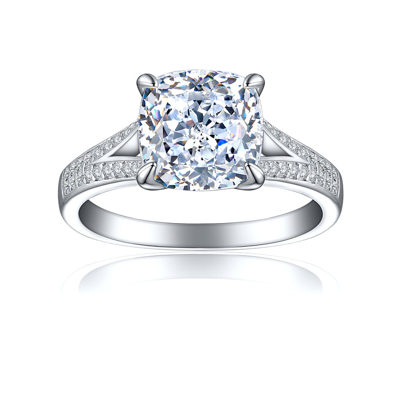 S925 Sterling Silver 3.5ct Ice-Cut Colored Gemstone Ring - 9×9mm Statement Jewelry