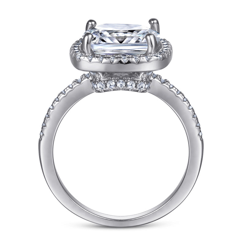 S925 Sterling Silver 3.5ct Statement Ring - Luxe Crown-Inspired Zirconia Jewelry