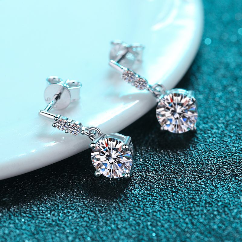 S925 Sterling Silver 4-Prong Floral Moissanite Stud Earrings - 0.5ct/1ct Botanical-Inspired Earrings