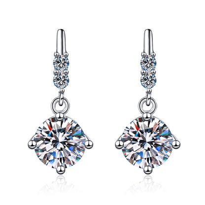 S925 Sterling Silver 4-Prong Floral Moissanite Stud Earrings - 0.5ct/1ct Botanical-Inspired Earrings