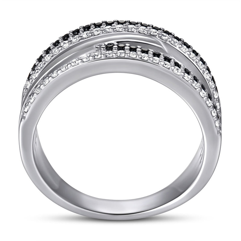 S925 Sterling Silver 5-Row Stackable Ring Set - Crown-Inspired Pavé Zirconia Jewelry