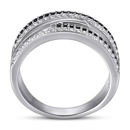 S925 Sterling Silver 5-Row Stackable Ring Set - Crown-Inspired Pavé Zirconia Jewelry