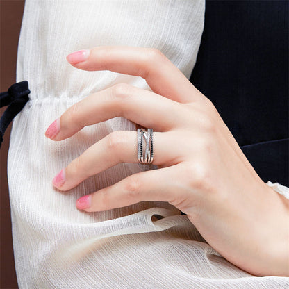 S925 Sterling Silver 5-Row Stackable Ring Set - Crown-Inspired Pavé Zirconia Jewelry