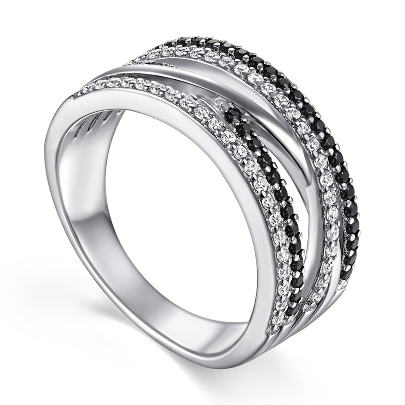 S925 Sterling Silver 5-Row Stackable Ring Set - Crown-Inspired Pavé Zirconia Jewelry
