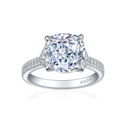 S925 Sterling Silver 5ct Flame-Cut Leaf Ring - Dazzling 10×10mm Colored Zirconia Statement Jewelry