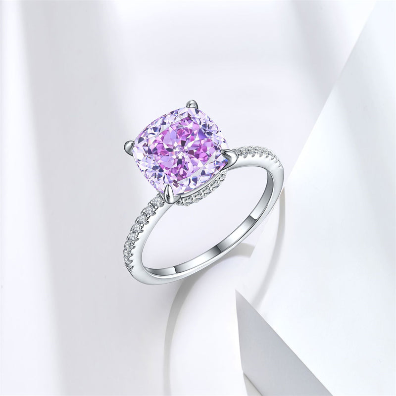 S925 Sterling Silver 5ct Flame-Cut Square Teardrop Ring - Luxe 10×10mm Princess Cut Zirconia Statement Jewelry