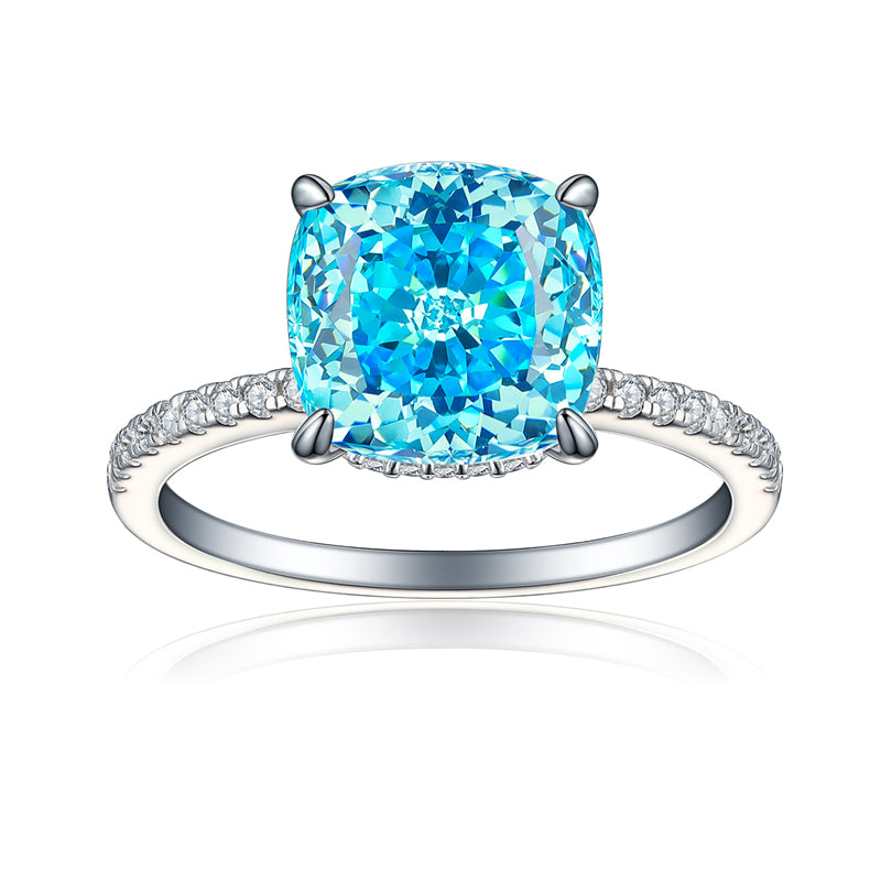 S925 Sterling Silver 5ct Flame-Cut Square Teardrop Ring - Luxe 10×10mm Princess Cut Zirconia Statement Jewelry