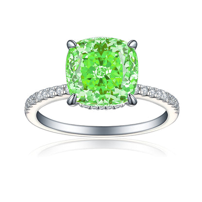 S925 Sterling Silver 5ct Flame-Cut Square Teardrop Ring - Luxe 10×10mm Princess Cut Zirconia Statement Jewelry