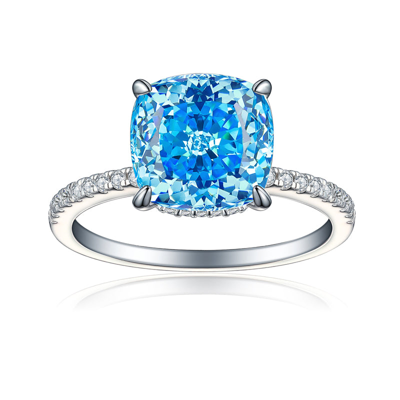 S925 Sterling Silver 5ct Flame-Cut Square Teardrop Ring - Luxe 10×10mm Princess Cut Zirconia Statement Jewelry