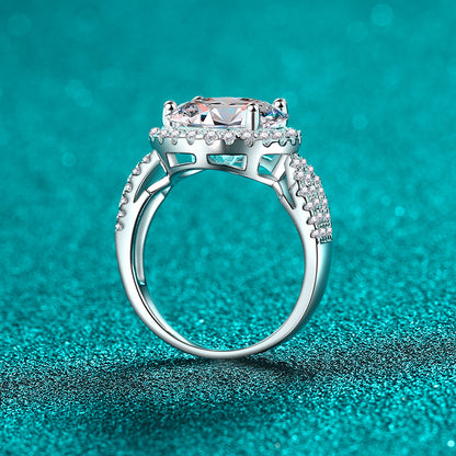 S925 Sterling Silver 5ct Round Moissanite Ring | Vintage Floral Design with Lily & Rose Motifs