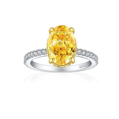 S925 Sterling Silver 8ct High-Carbon Diamond Ring - Luxury Princess Cut Colored Gemstone Jewelry