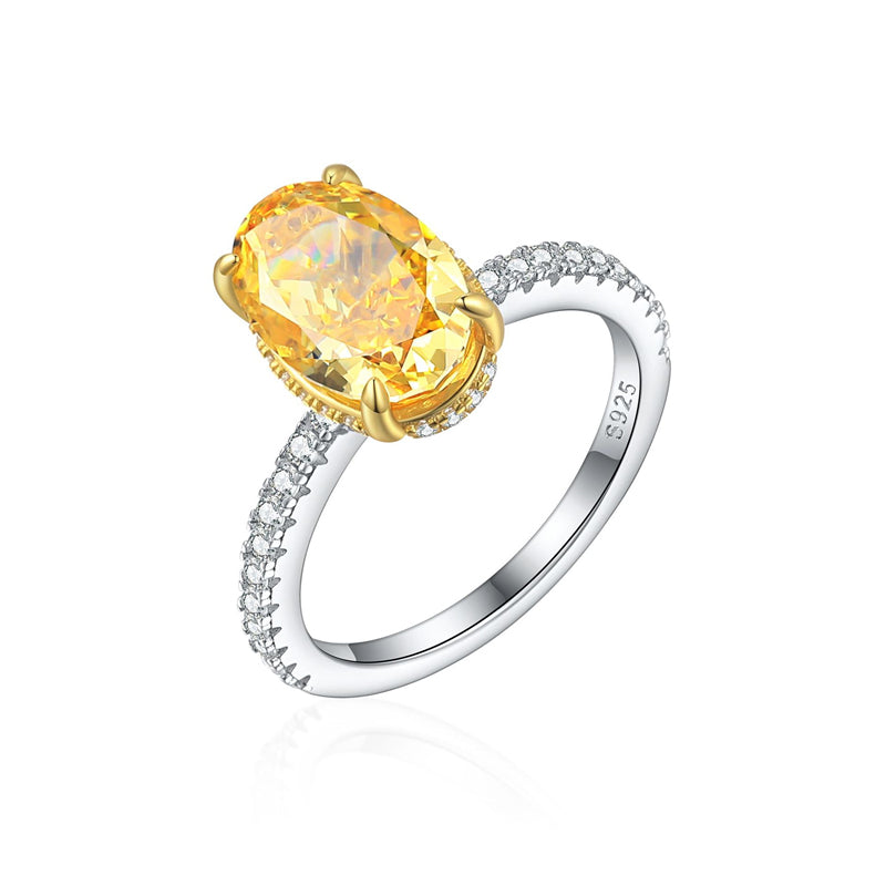 S925 Sterling Silver 8ct High-Carbon Diamond Ring - Luxury Princess Cut Colored Gemstone Jewelry