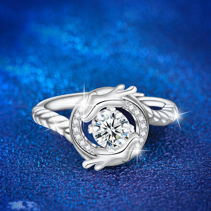 S925 Sterling Silver Adjustable Dragon Ring with 0.5ct Moissanite Original Design Zodiac Jewelry for Men Rhodium Plated