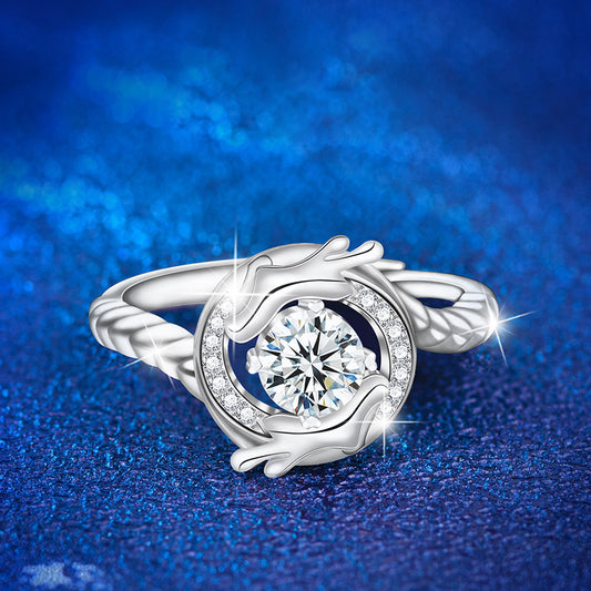 S925 Sterling Silver Adjustable Dragon Ring with 0.5ct Moissanite Original Design Zodiac Jewelry for Men Rhodium Plated