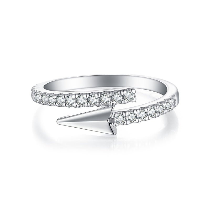 S925 Sterling Silver Adjustable Open Ring - Unique Asymmetric Geometric Jewelry for Women