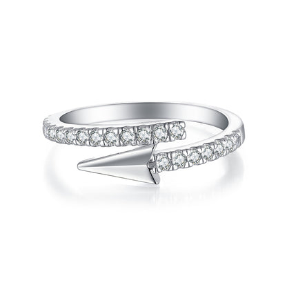 S925 Sterling Silver Adjustable Open Ring - Unique Asymmetric Geometric Jewelry for Women