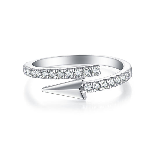 S925 Sterling Silver Adjustable Open Ring - Unique Asymmetric Geometric Jewelry for Women