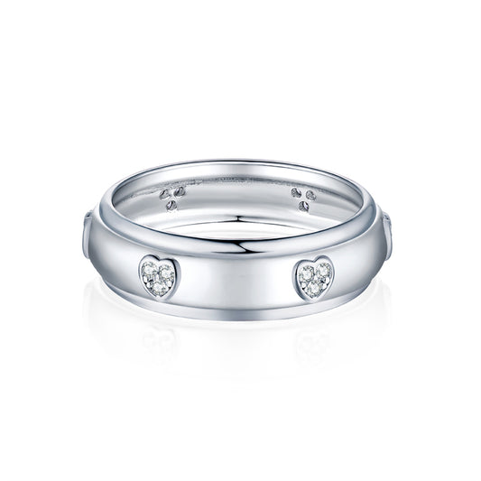S925 Sterling Silver Arc Heart Ring - Minimalist Love-Inspired Wedding Jewelry