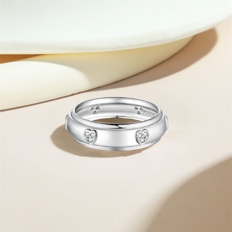 S925 Sterling Silver Arc Heart Ring - Minimalist Love-Inspired Wedding Jewelry