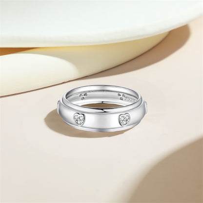 S925 Sterling Silver Arc Heart Ring - Minimalist Love-Inspired Wedding Jewelry