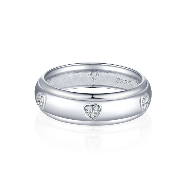 S925 Sterling Silver Arc Heart Ring - Minimalist Love-Inspired Wedding Jewelry
