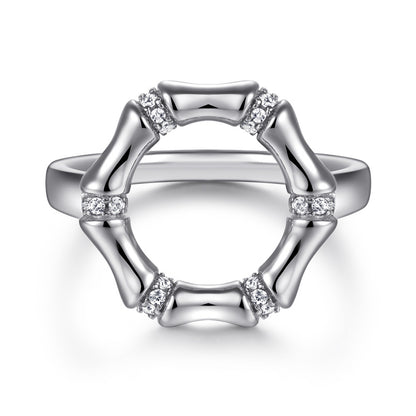 S925 Sterling Silver Bamboo-Inspired Ring – Unique Textured Statement Jewelry