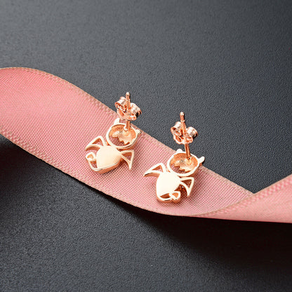 S925 Sterling Silver Bat Stud Earrings - Rose Gold Plated Gothic Earrings with Plastic Backs