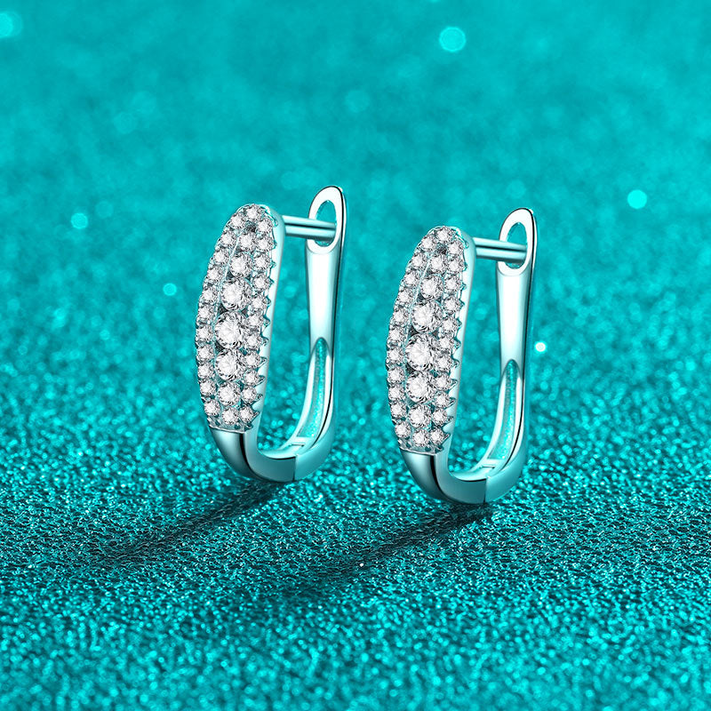 S925 Sterling Silver Bezel Set Moissanite Huggie Hoop Earrings - 0.44CT Modern Minimalist Design