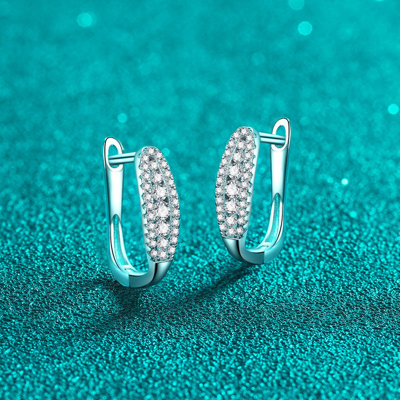 S925 Sterling Silver Bezel Set Moissanite Huggie Hoop Earrings - 0.44CT Modern Minimalist Design