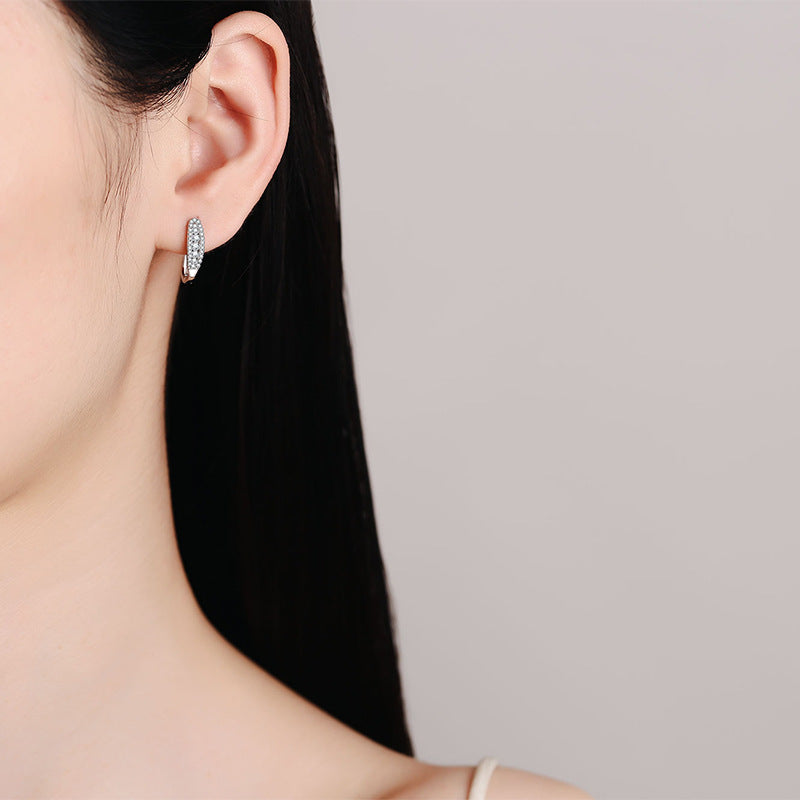 S925 Sterling Silver Bezel Set Moissanite Huggie Hoop Earrings - 0.44CT Modern Minimalist Design