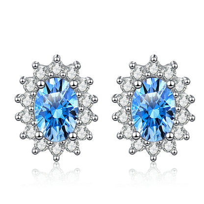 S925 Sterling Silver Blue Moissanite Stud Earrings – Unique U-Shaped Design, Perfect Valentine’s Day Gift