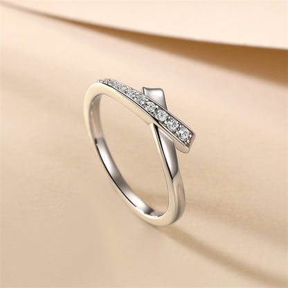 S925 Sterling Silver Bow Ring - Minimalist Stackable Jewelry with Zirconia Accents