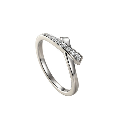S925 Sterling Silver Bow Ring - Minimalist Stackable Jewelry with Zirconia Accents