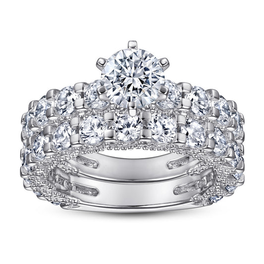 S925 Sterling Silver Bridal Ring Set - Elegant Stackable Wedding Jewelry