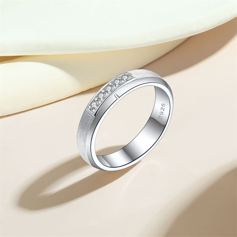925 Sterling Silver Women's Stackable Ring Set - White Gold Plated, Circle & Double Band with Pavé Diamonds, Sizes 8-12, Trendy Minimalist Style