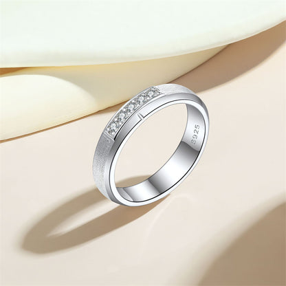 925 Sterling Silver Women's Stackable Ring Set - White Gold Plated, Circle & Double Band with Pavé Diamonds, Sizes 8-12, Trendy Minimalist Style