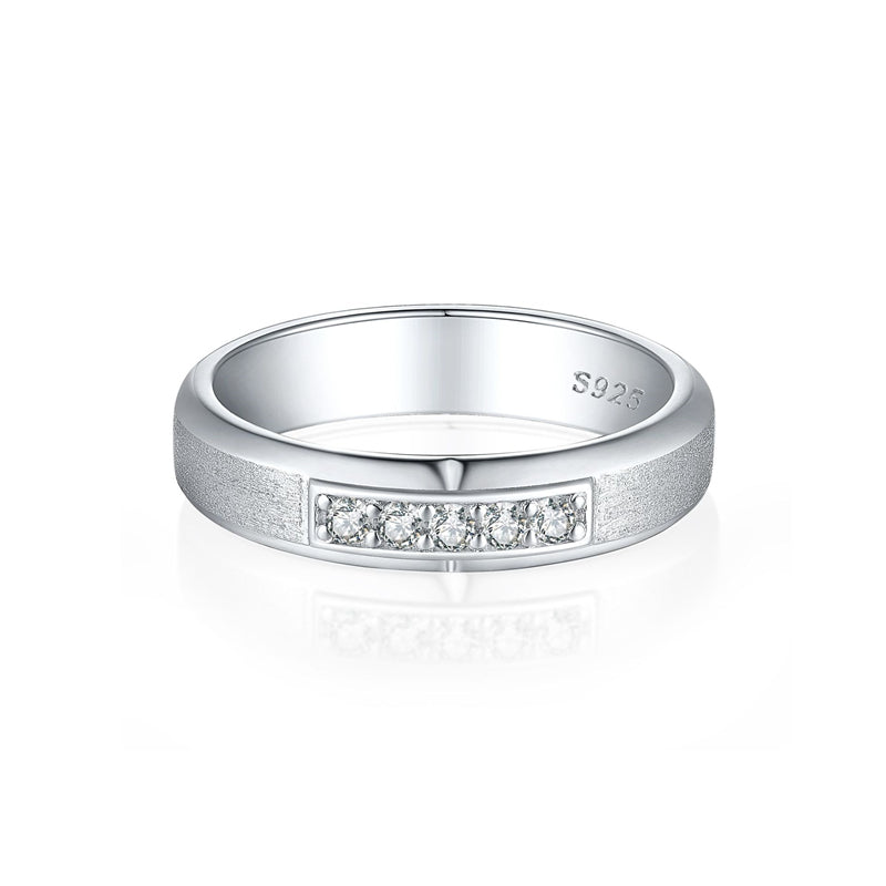 925 Sterling Silver Women's Stackable Ring Set - White Gold Plated, Circle & Double Band with Pavé Diamonds, Sizes 8-12, Trendy Minimalist Style