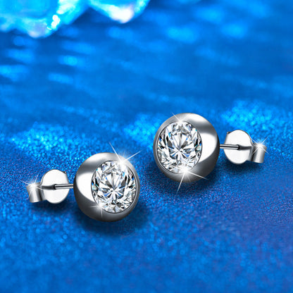 S925 Sterling Silver Bubble Hoop Earrings with 0.5ct Moissanite White Gold Plated Geometric Circle Jewelry for Women