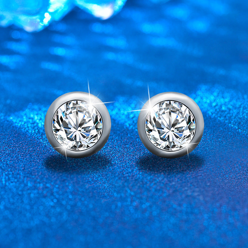 S925 Sterling Silver Bubble Hoop Earrings with 0.5ct Moissanite White Gold Plated Geometric Circle Jewelry for Women