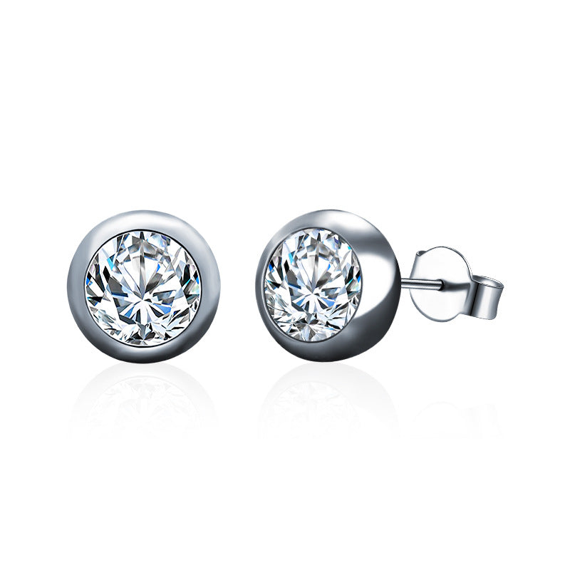 S925 Sterling Silver Bubble Hoop Earrings with 0.5ct Moissanite White Gold Plated Geometric Circle Jewelry for Women
