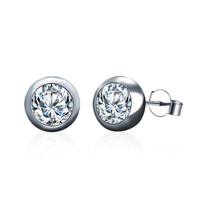 S925 Sterling Silver Bubble Hoop Earrings with 0.5ct Moissanite White Gold Plated Geometric Circle Jewelry for Women