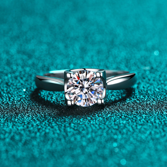 S925 Sterling Silver Bullhead Moissanite Ring | Korean Style Adjustable Security Lock Design