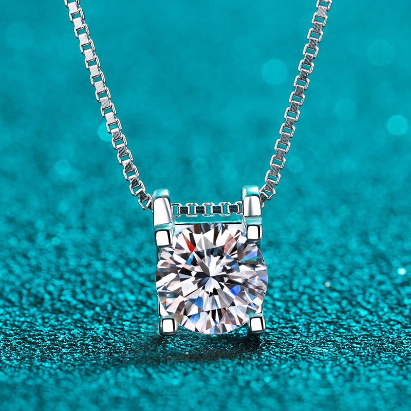 S925 Sterling Silver Bullhead Pendant Necklace - 1CT Moissanite Minimalist Chain for Women